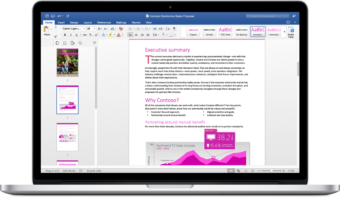 bring up notebook layout on word 2016 for mac